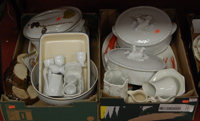Lot 177 - Two boxes of assorted kitchen china ware to...