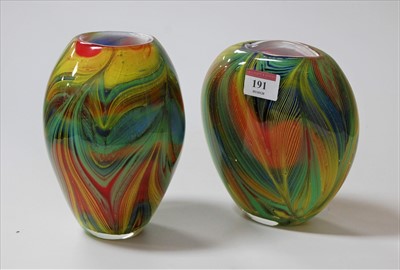 Lot 191 - Two cased glass vases, 16cm