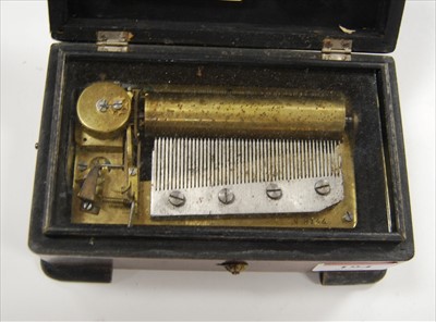 Lot 194 - A French walnut cased travelling music box,...