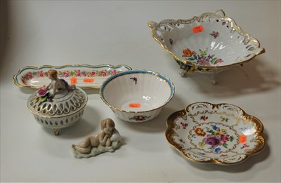 Lot 220 - Assorted continental porcelain wares, to...