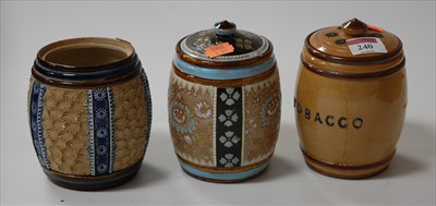 Lot 240 - A Doulton Lambeth tobacco jar and cover; and...