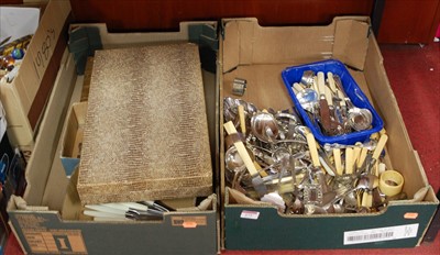 Lot 272 - Two boxes of miscellaneous loose silver plated...
