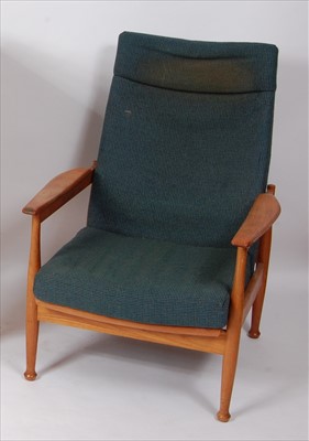 Lot 369 - Guy Rogers - a 1960s teak reclining open...