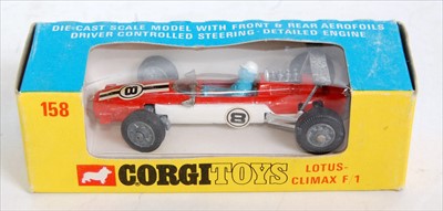 Lot 1685 - A Corgi Toys No. 158 Lotus Climax F1 racing...