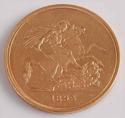Lot 267 - Great Britain, 1893 gold five pound coin