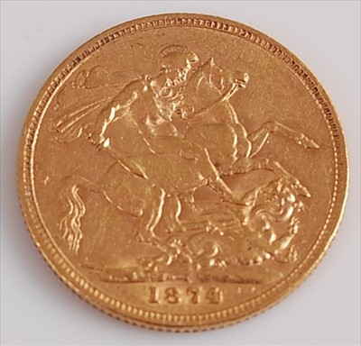 Lot 284 - Great Britain, 1874 gold full sovereign