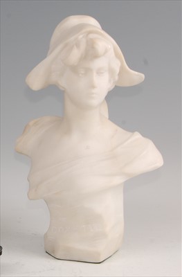 Lot 206 - An Art Nouveau carved alabaster figural bust...