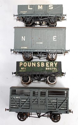Lot 302 - 4 kit built wagons by Slaters and others, N...