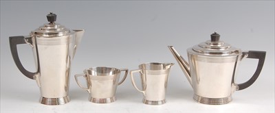 Lot 149 - An Art Deco silver plated four-piece tea and...
