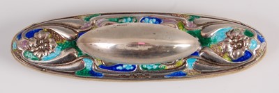 Lot 129 - An Art Nouveau silver and enamel nail-buffer,...