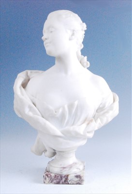 Lot 1285 - Henri Weigele (1858-1927) - Carved marble bust...