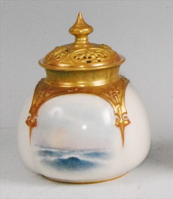 Lot 1078 - A Royal Worcester porcelain pot pourri vase...