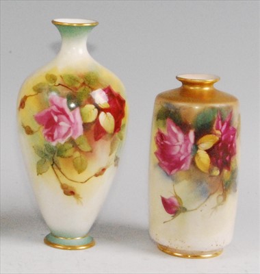 Lot 1080 - A Royal Worcester porcelain bottle vase, shape...