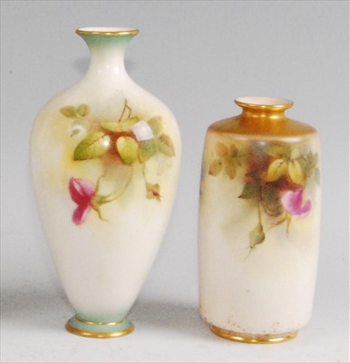 Lot 1080 - A Royal Worcester porcelain bottle vase, shape...