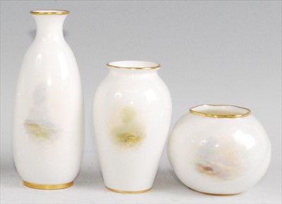 Lot 1077 - A Royal Worcester porcelain bottle vase, shape...