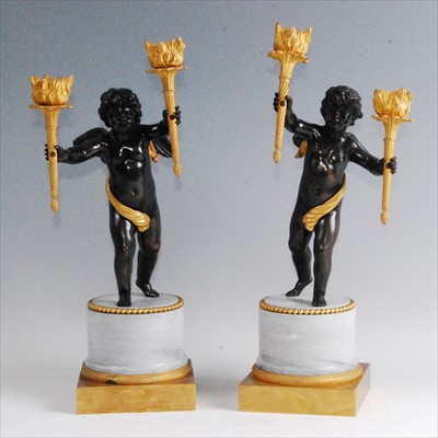 Lot 1302 - A pair of circa 1900 French bronze and gilt...