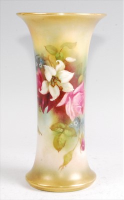 Lot 1089 - A Royal Worcester porcelain trumpet form vase,...