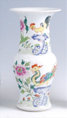 Lot 1335 - A Chinese export Gu vase. enamel decorated in...