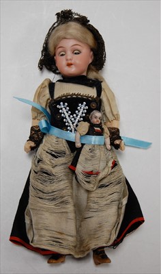 Lot 2256 - A Simon & Halbig bisque head doll, having...