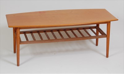 Lot 396 - A 1960s Danish teak coffee table, having bowed...