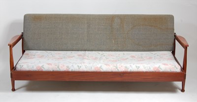 Lot 398 - A 1960s Danish teak sofa-bed, having swivel...