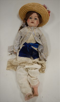 Lot 2290 - An English bisque head doll, possibly Hewitt &...