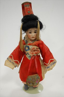 Lot 2294 - A Simon & Halbig Oriental bisque head doll,...