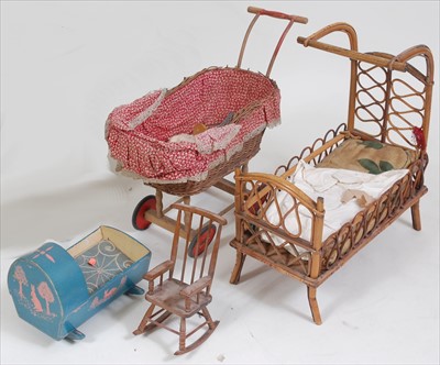 Lot 2303 - A collection of dolls furniture and...