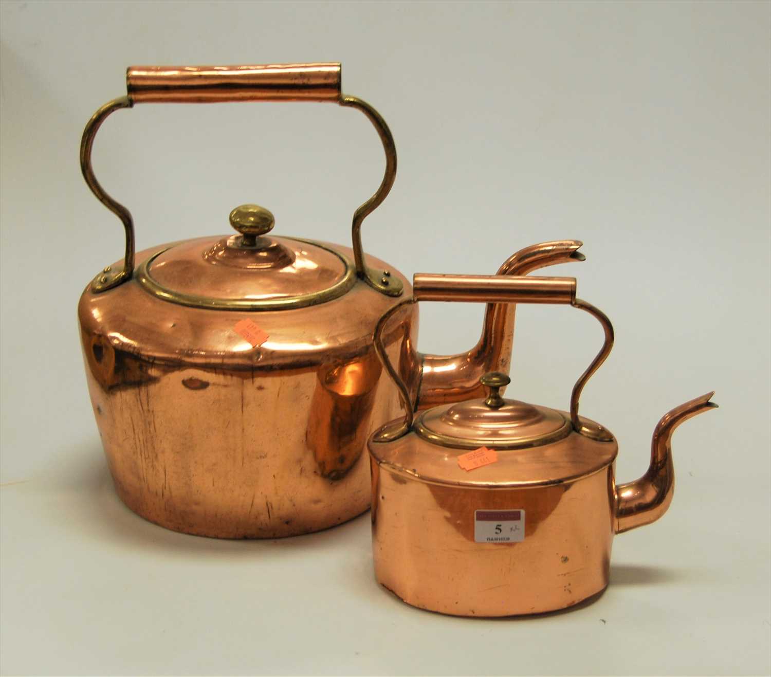 Lot 5 - A large 19th century copper range kettle;...