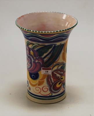 Lot 18 - A Poole Pottery vase, having flared rim to a...