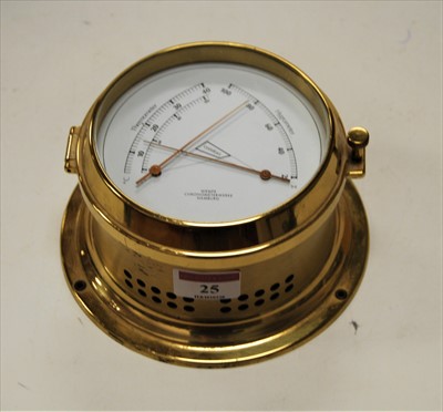 Lot 25 - A modern German brass cased thermometer /...