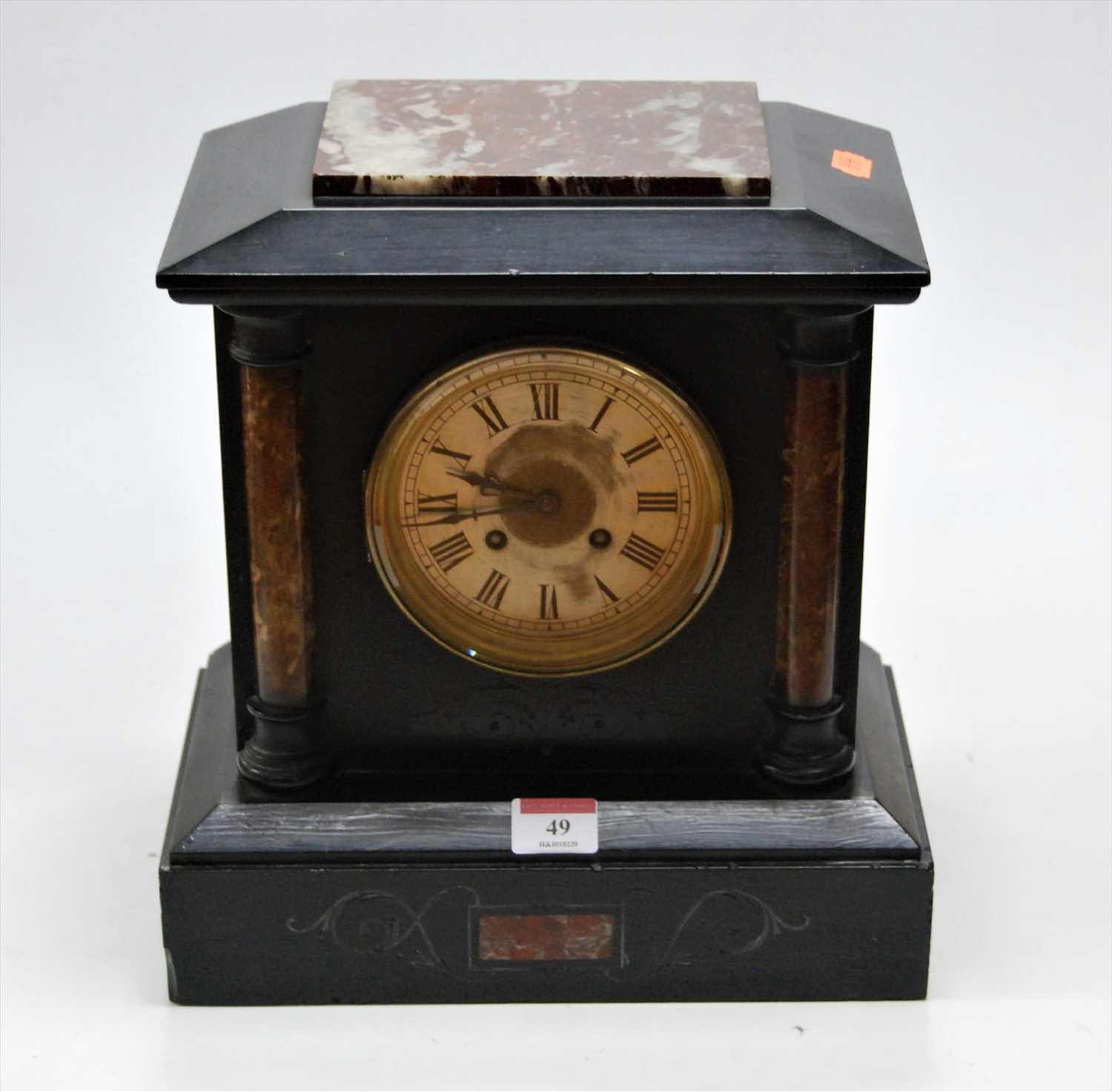 Lot 49 - A late Victorian black slate and rouge marble...