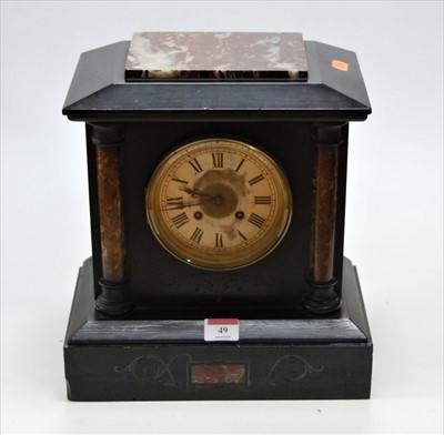 Lot 49 - A late Victorian black slate and rouge marble...