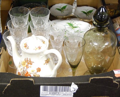 Lot 59 - A box of miscellaneous china and glassware, to...