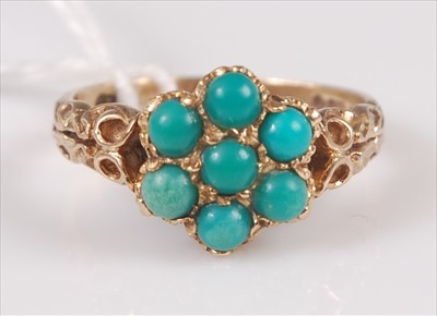 Lot 307 - An early 20th century 9ct gold and turquoise...