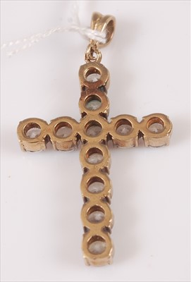 Lot 312 - A gilt metal and paste set cross pendant,...