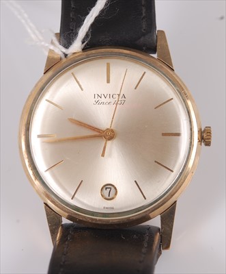 Lot 318 - A gent's Invicta 9ct gold cased mechanical...