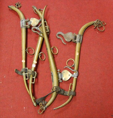 Lot 124 - Two pairs of brass horse hames