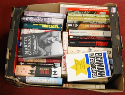 Lot 135 - A box of miscellaneous hardback military books,...