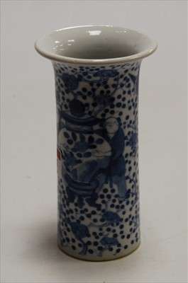 Lot 155 - A Chinese blue and white vase, having flared...