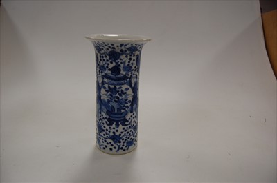 Lot 155 - A Chinese blue and white vase, having flared...