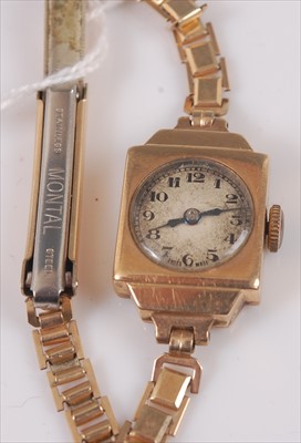 Lot 345 - An Art Deco 9ct gold cased ladies dress watch...