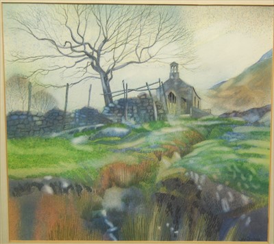 Lot 1007 - John Deanan - Bottermere Church, pastel,...