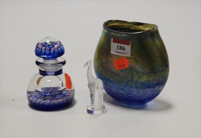 Lot 186 - A Millefiore glass ink bottle and stopper, the...