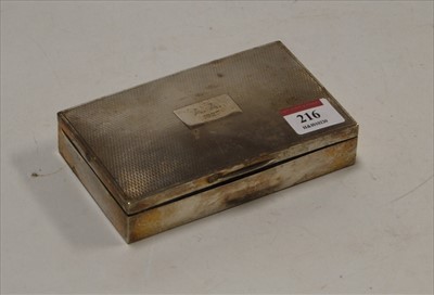 Lot 216 - A George V silver table cigarette box, of...