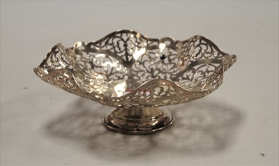 Lot 214 - A mid-20th century silver pedestal bonbon dish,...