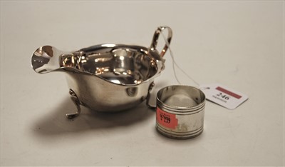 Lot 246 - A modern Viners silver sauce boat of plain...