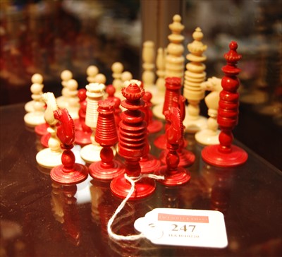 Lot 247 - A set of 19th century turned ivory chess...