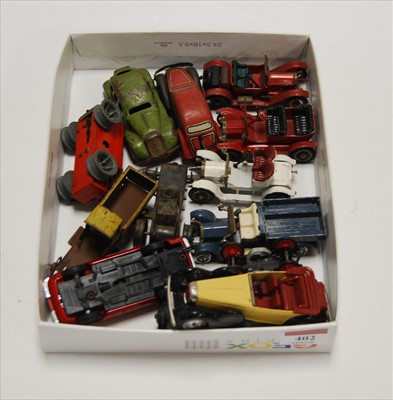 Lot 402 - A small collection of tinplate and diecast...