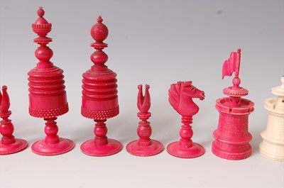Lot 1296 - A 19th century English carved bone chess set,...